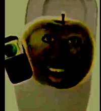 Evil apple on toilet