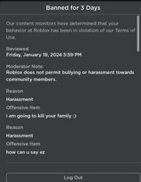 Roblox ban