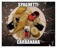 spaghetti banana car