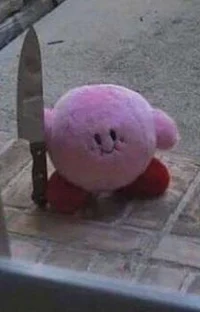 Kirby with a knife