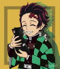 Tanjiro with kittens