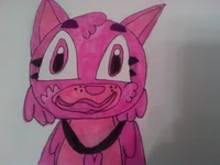 A pink dog fursuit 