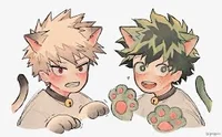 Cat deku and Bakugo 