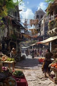 Fantasy town market