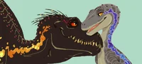 Blue y Indoraptor 