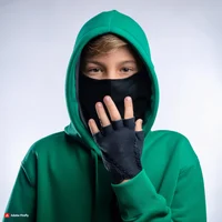 Teen boy in ski mask