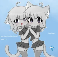 Twin towers cat girl