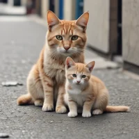 Mom cat and baby cat