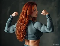 Redhead muscle girl