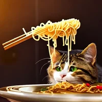 The cat and noodles