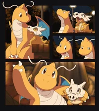 Dragonite and Cubone