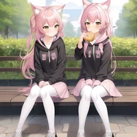 Twin cat girls