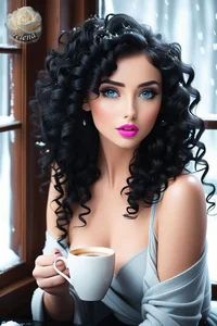 falling coffee woman