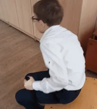 Schoolboy on a chair