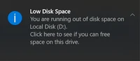Low disk space 