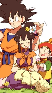 Goku Gohan y Chi-chi
