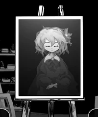 Girl and blue flower