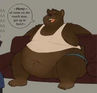 Obese bear squatter