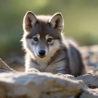 Shy Tiny Wolf Pup