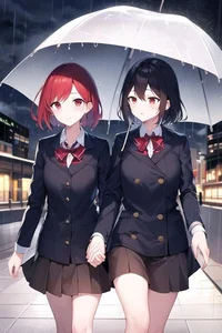 Girls in the rain
