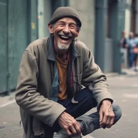 a happy guy homeless