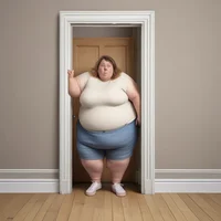 Stuck fat woman