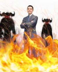 Business man in hell