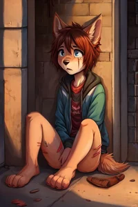 homeless anthro fox