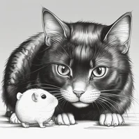 Cat and a hamster 