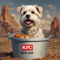 Dog in a KFC Bucket