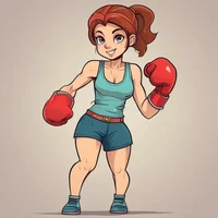 Cartoon girl boxer
