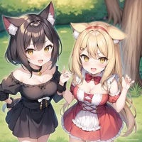 Dog girl and catgirl