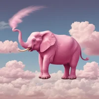 Pink flying elephant