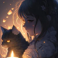 A Girl And Her Cat