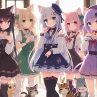 Family of cat girls