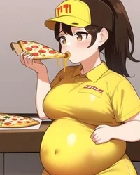 Chubby pizza girl