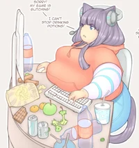 Slob gamer girl cat