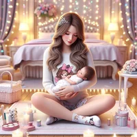 Baby girl and mom