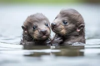2 baby otters