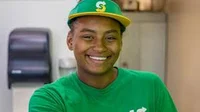 happy subway worker