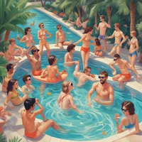 Friends pool party