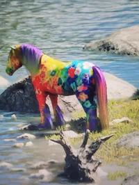 Rainbow flower horse