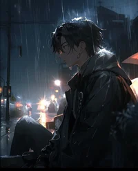 Boy in the rain