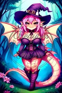 Playful dragon witch