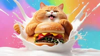 Fat cat loves food