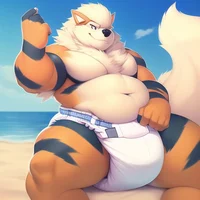 A diapered Arcanine