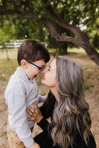 Bro and gray mother