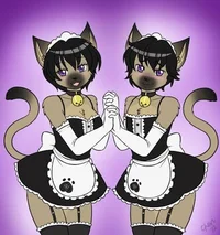 Twin cat girlfriends
