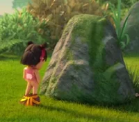 Nezha pees on a rock