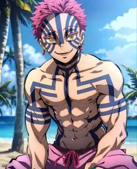 Shirtless Akaza